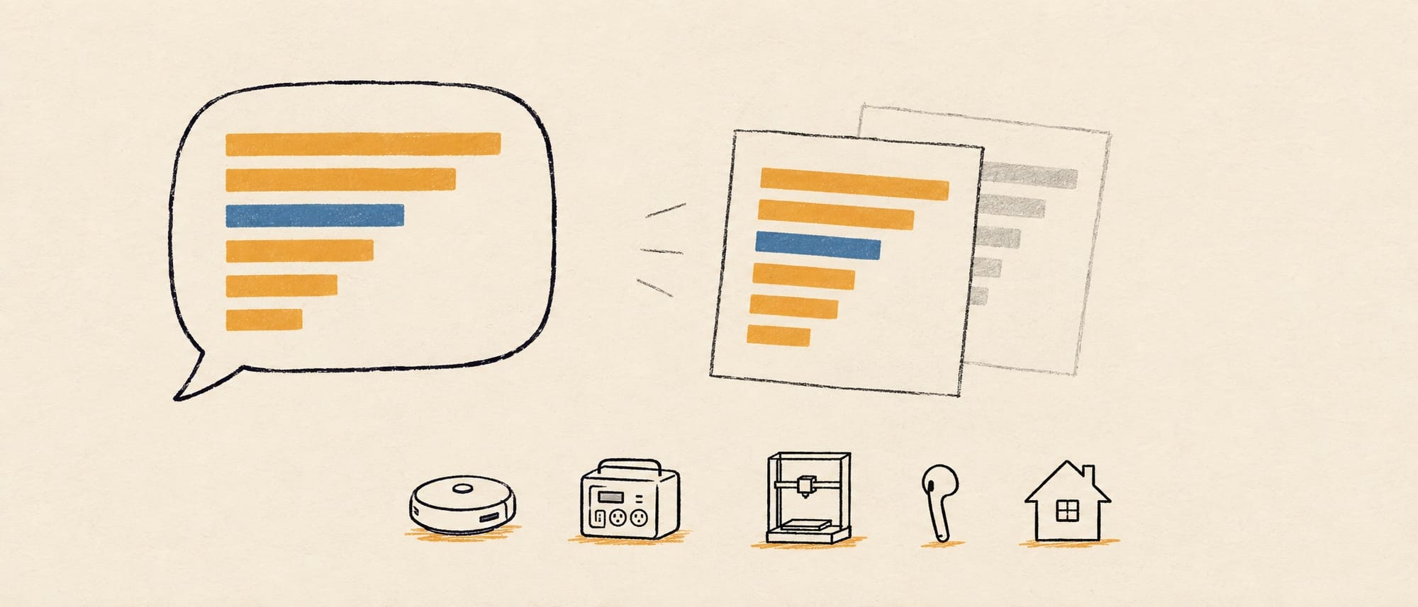 A bar-chart ranking inside an AI chat bubble, with two layered copies of the ranking